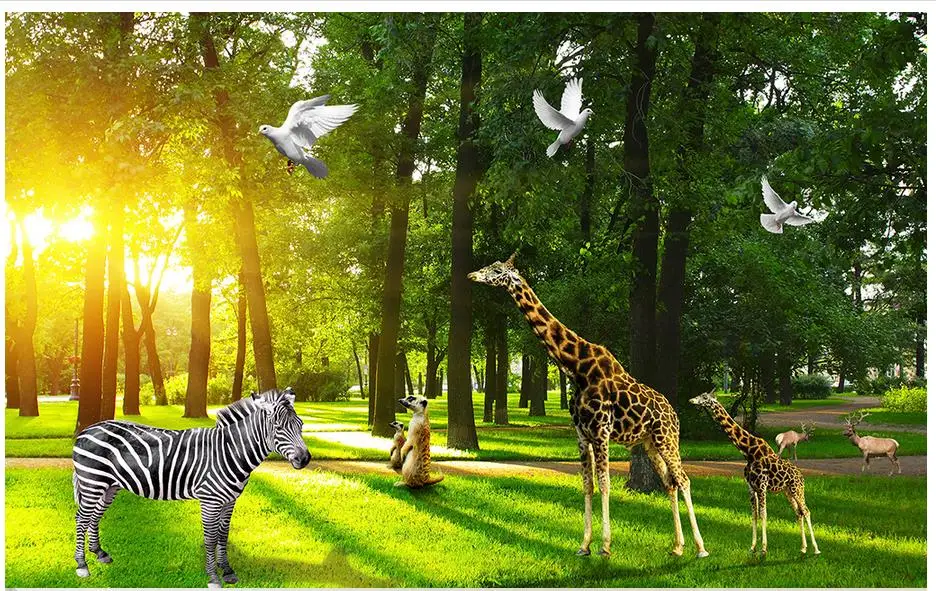 

3d photo wallpaper custom 3d murals wallpaper mural Animals wall The wizard of oz forest background of the animal kingdom wall