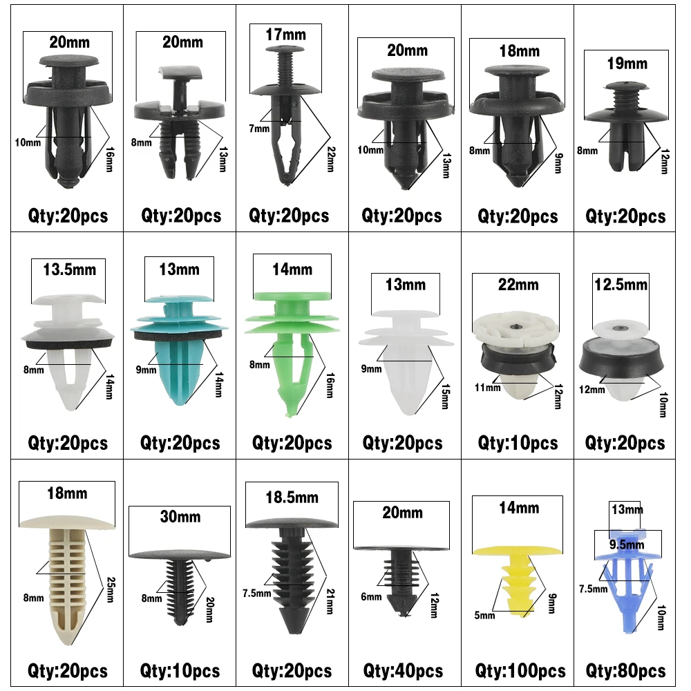 500 шт. автомобильные пластмассовые зажимы, автомобильные крепежные элементы, накладка на дверь, заклепка на автомобильный бампер, фиксатор, крышка двигателя, авто крепежные зажимы