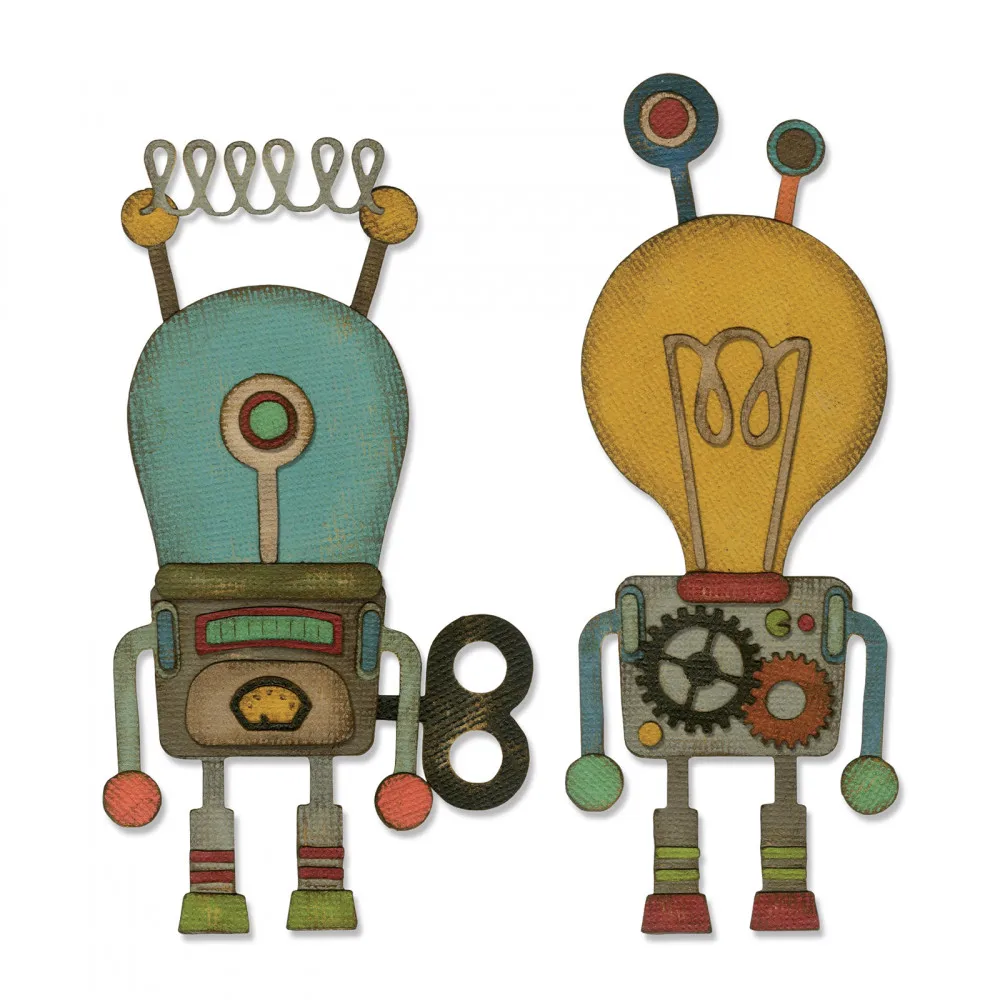 

Light Bulb Robots Set Shape Metal Cutting dies Scrapbooking Album Handcrafts Embossing DIY Paper card Making Models Stencils