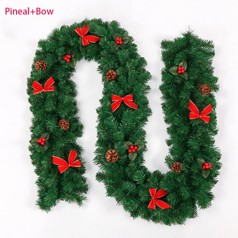 

HAOCHU 2.7m Ribbon Christmas Item Artificial Rattan Pineal Bow Snow Wedding Festive Party Scene Props Backdrop Market Store DIY