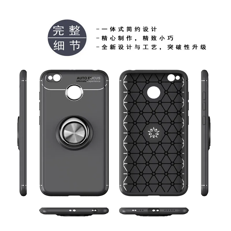 Redmi 4X Case For Xiaomi Redmi 4A 4X Cases Thin Finger Ring Holder Case Xiaomi Redmi 4X Cover Phone Invisible Bracket Stand Shell16