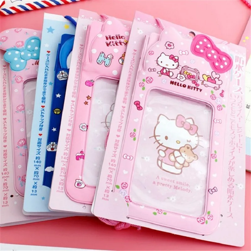 

10pcs 2019 New Kawaii Hello Kitty Doraemon PVC Waterproof Bag Case Universal Mobile Phone Bag Case Birthday Gifts Party Favor