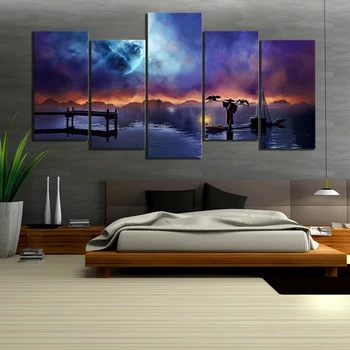

5 Piece Canvas Paintings Artwork Fantasy Art Pictures Landscape Wall Art for Home Decor