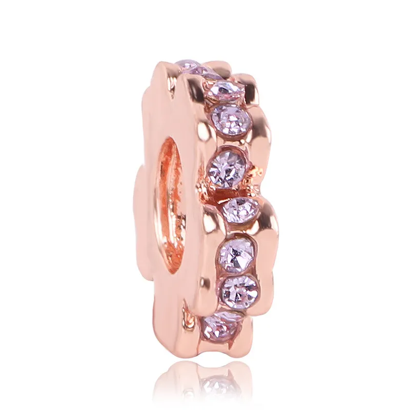 New Rose Gold Blush Pink Magnolia Bloom Bead Fit Original Pandora Charms Silver 925 Women Bracelet Jewelry DIY Making Gifts