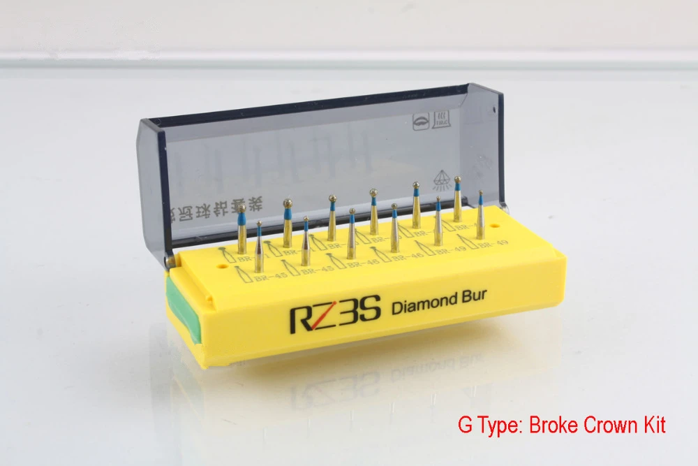 

Dental Diamond Bur FG 1.6mm For Broken broke Crown kit dentist clinic with blocks