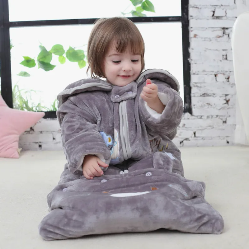 

Soft Flannel Newborn Sleeping Bag Autumn Winter Thickening Sleeping Sack Detachable Sleeve Anti-kicking Children Envelope Quilt