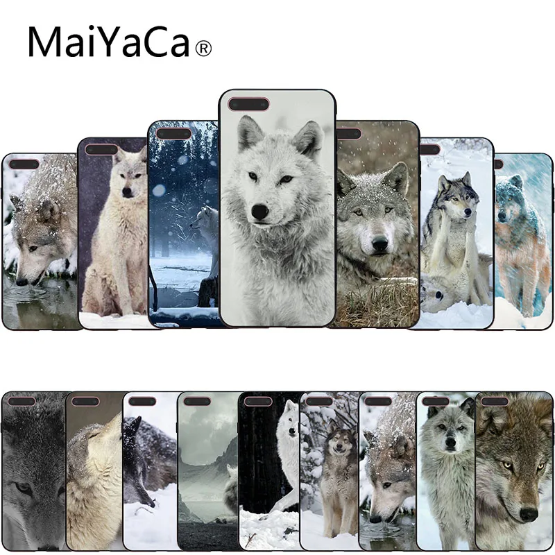 

MaiYaCa For iphone 7 6 X Case Wolf on Snow Black Soft Back Phone Case For iphone 8 8plus 7 7plus 6 6plus 5 5s SE XS XR XSMAX