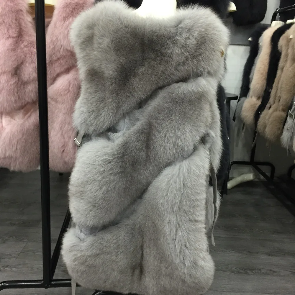 Excellent SQXR FUR Real Fox Fur Vest Women  New Fashion Genuine Fox Fur Coat Gilet  Jacket Winter with mink fur vest 1