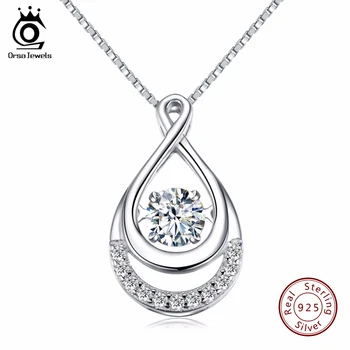 

ORSA JEWELS Solid 925 Silver Women Necklaces Double Infinity Pedants with Movable Crystal Eternity Jewelry SN50
