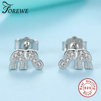 

Cute Elephant Animal Stud Earrings For Women High Quality 925 Sterling Silver Earrings AAA Crystal Zircon Jewelry Accessories