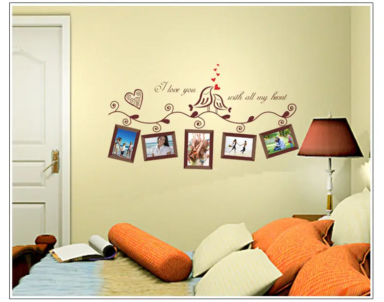 

Home Decor Wall Decor Photo Picture Frame Family Tree Bird Removable Quotes Wall Sticker Room mirror photoframe Room Decoration