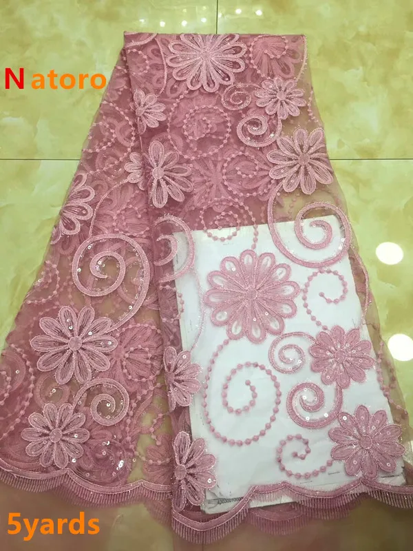 

African Lace Fabric 2018 High Quality Tulle Lace Fabric with sequins African French Net Lace Fabric For Eveing Dress dpA152