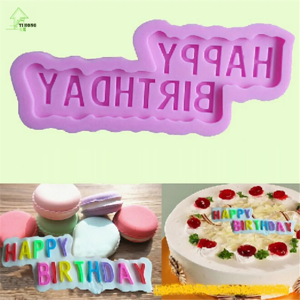 New Chocolate Mold Happy Birthday thin slice fondant cake mold resin