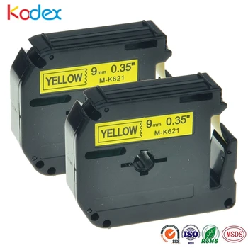 

Kodex Label Tape 2pcs Black on Yellow Label Tape Compatible for Brother MK621 M621 PT100 PT85 9mm use for printer ribbon