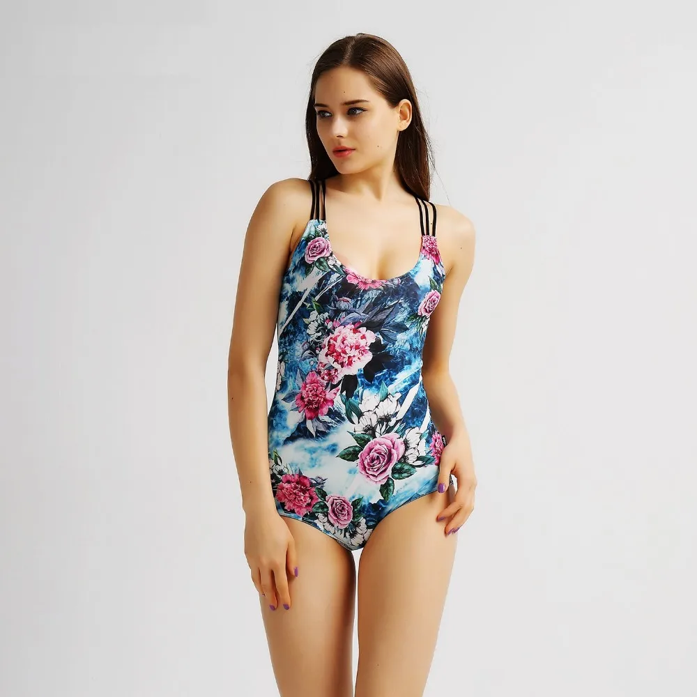 roses one piece bikini swimwear swimsuits (3)