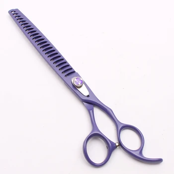 

8" 22cm JP 440C Engraving Logo Purple Grooming-for-dog Straight Thinning Scissors Fish Bone Teeth Pets Hair Shears Add Bag C4004