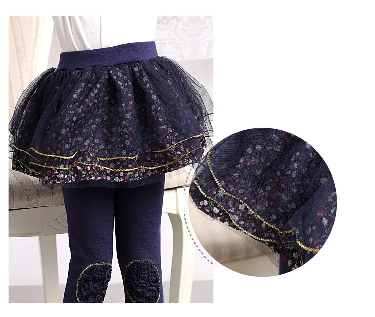 Детская Хлопковая юбка-брюки для девочек; леггинсы для маленьких девочек с юбкой-пачкой; тонкие плотные теплые брюки; сезон весна-осень-зима; детские брюки