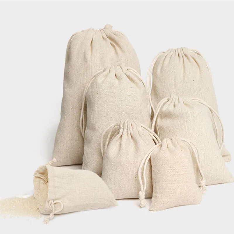 Wedding Birthday Party Favor Bags 13x18cm(5x7) Necklace Bracelet Jewelry Makup Linen Drawstring Pouches Cotton cloth bag Jewelry Packaging