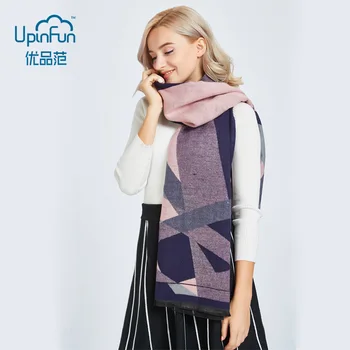 

6 Color New Luxury Brand Scarves Women 2018 Fashion Spell Color Plaid Geometry Thick Warm Imitation Cashmere Winter Scarf