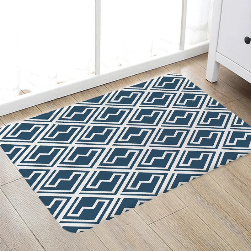 

Carpet Doormat Funny Kitchen Entrance Door Mat Anti-slip Floor Rug Bathroom Area Hallway 50x80cm Geometry Design