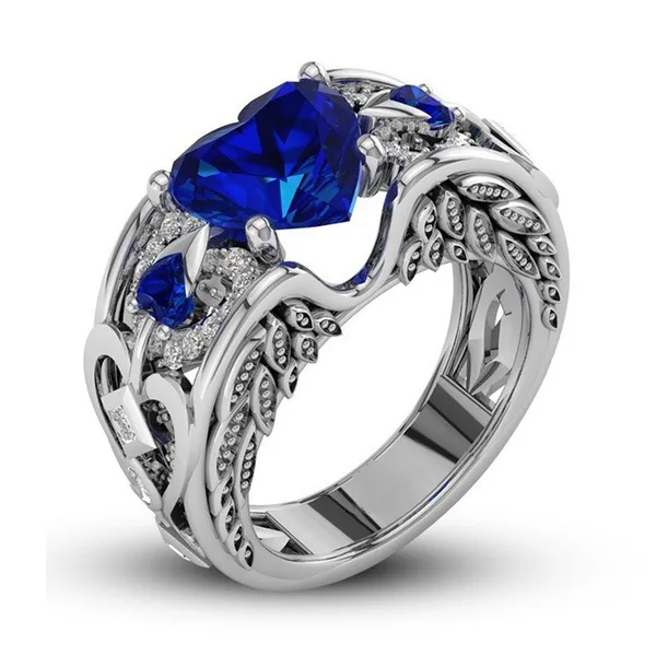 Charm Multicolor 925 Sterling Silver Princess Heart Zircon Engagement Rings for Women Anel Austrian Crystals Jewelry Top Quality