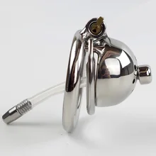 Spiked ring Anti off Short Chastity Cage with New Lock and removable Silicone tube Urethral Sound