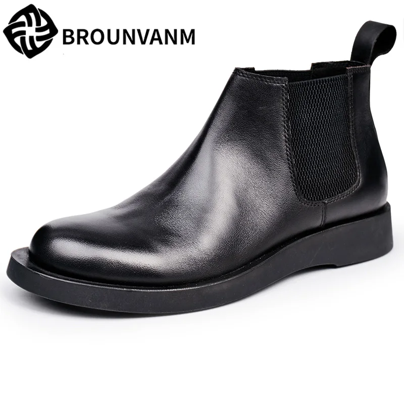 

Sleeves high shoes Riding boots, British leather, round head boots, fashion shoes, men shoes, Chelsea boots