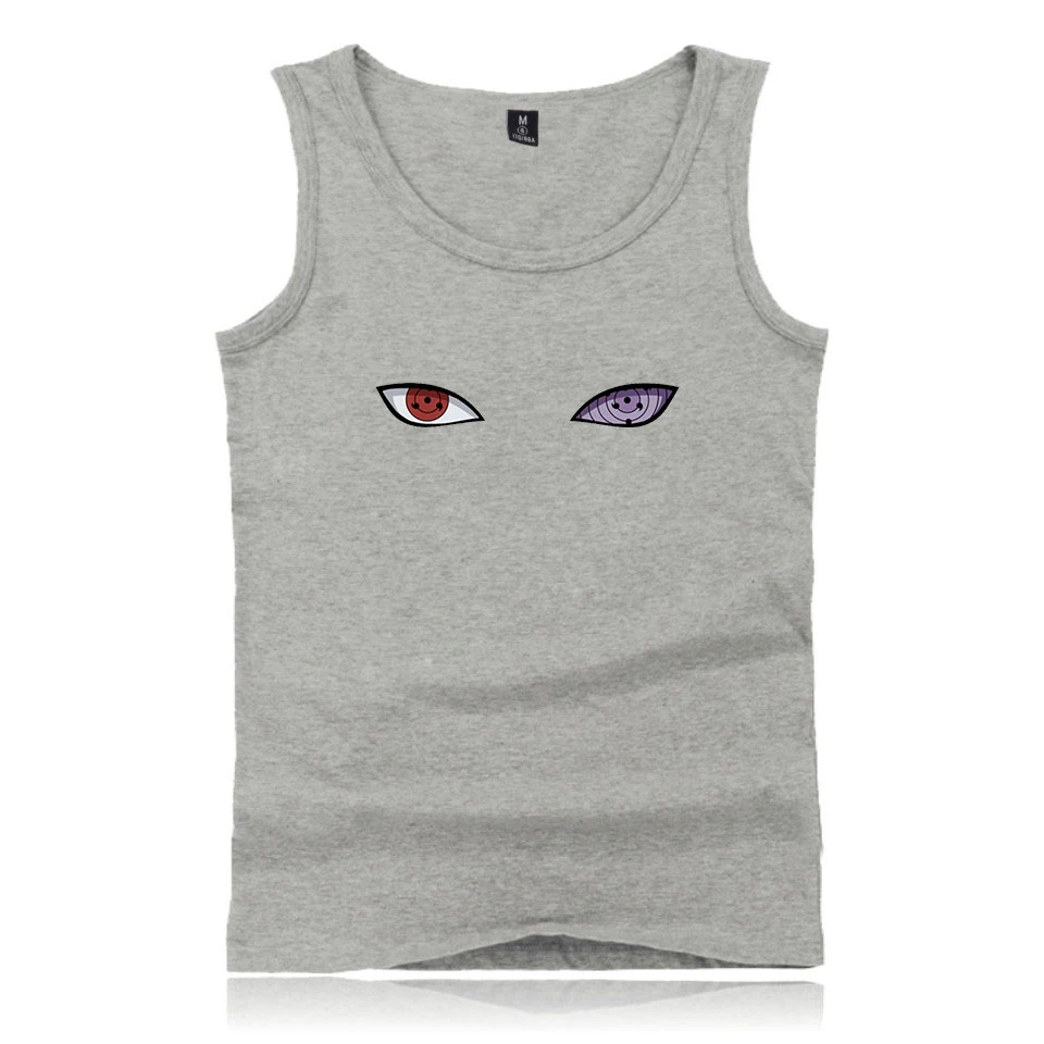Новое поступление Харадзюку аниме майка Наруто Uchiha Uzumaki Hatake глаза напечатаны Танк топики без рукавов рубашки хип хоп Уличная