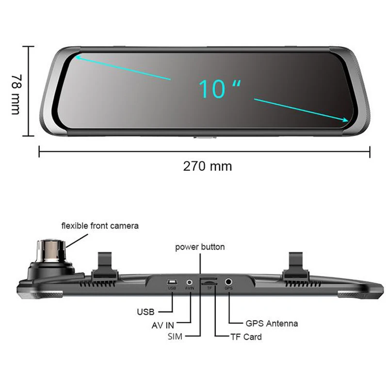 QUIDUX зеркальный видеорегистратор 10 &quotips 4G Android ADAS Full HD 1080P камера памяти GPS