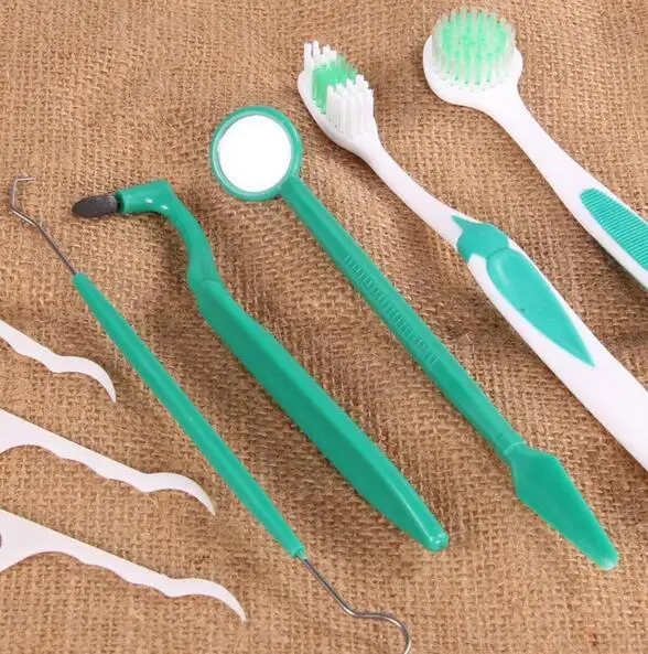Dental Oral Tooth Care Set Mirror Tongue Cleaner Brush Floss Pick Stain Protection Teeth For Daily 1