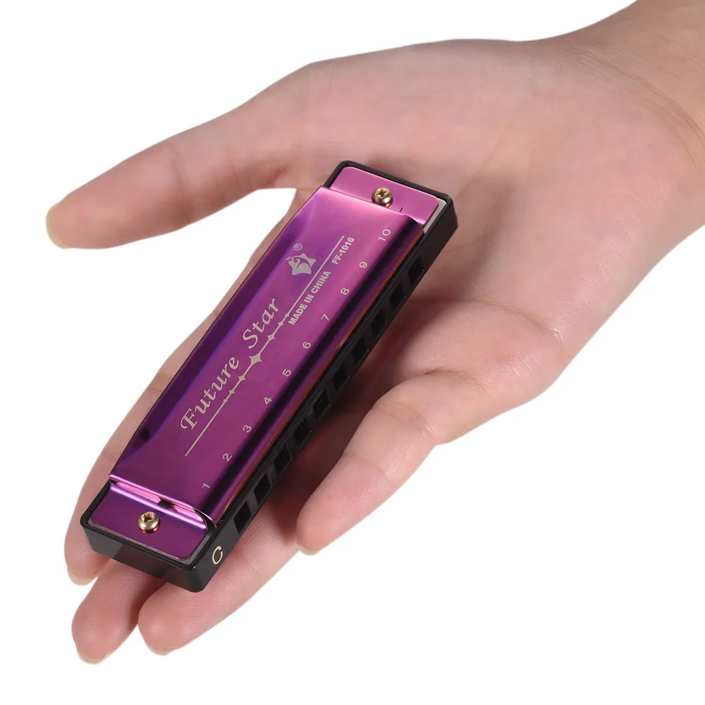 10 отверстий Ключ C диатоническая губная гармоника мундорган ABS зеркальная поверхность дизайн Губная гармошка для начинающих профессиональных студентов малыш - Цвет: Фиолетовый