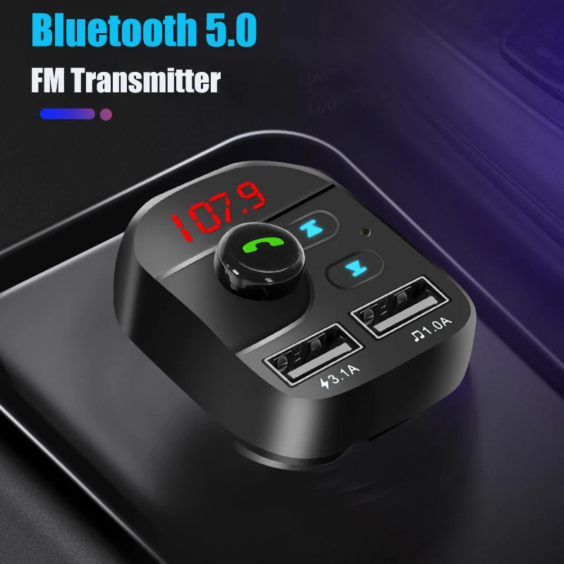 

JINSERTA Bluetooth FM Transmitter Hands Free Car Kit Car Styling MP3 Music Player TF Flash Music 5V 3.1A USB Charger 12V-24V FM