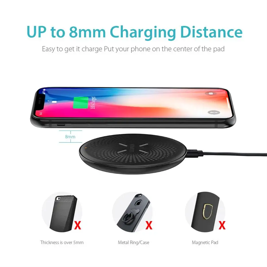Romoss Wireless Charger for iPhone X 8 Plus 10W Wireless Charging for Samsung 5