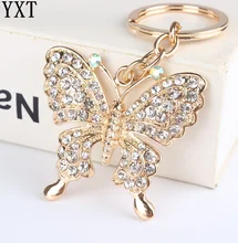 White Butterfly Turtle Pendant Charm Rhinestone Crystal Purse Bag Keyring Key Chain Accessories Wedding Party Lover Friend Gift