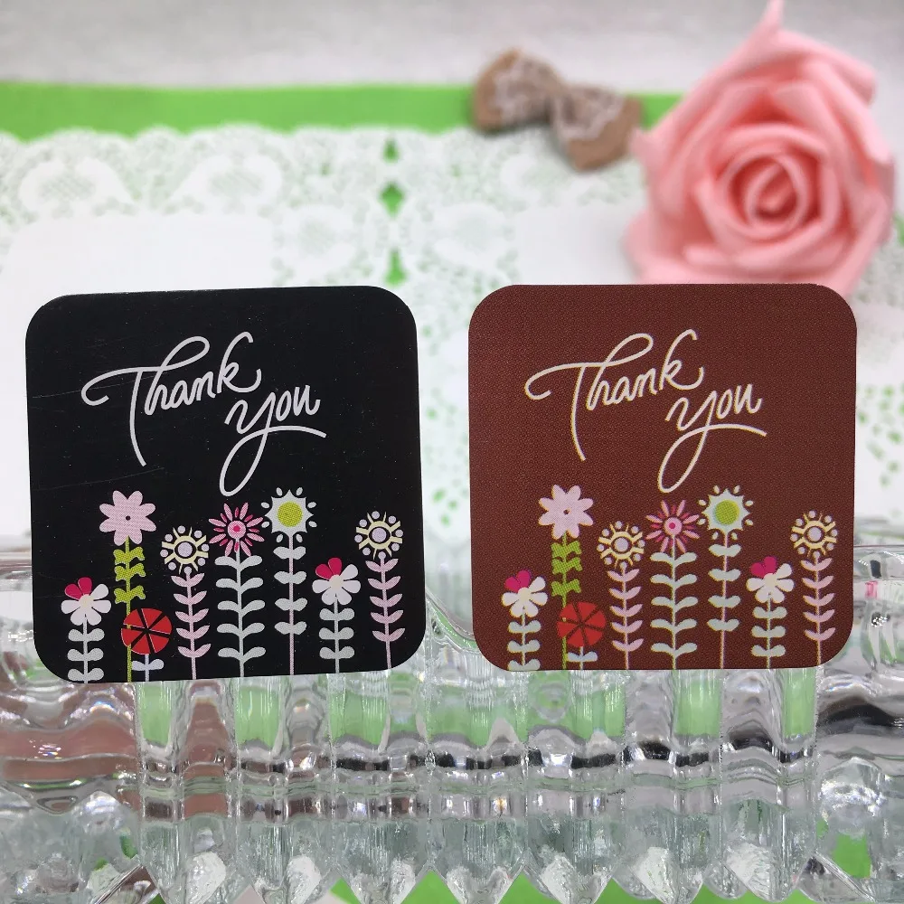 

100pcs/lot 3.5*3.5cm Thank You Kraft Sticker For Diy Hand Made Gift Cake Candy Paper Tags Self Adhesive Stickers Label