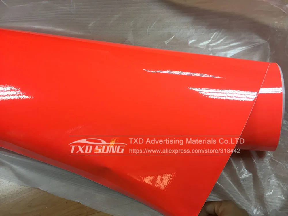 50CM*200CM/300CM Gloss Neon Fluorescent Yellow Vinyl Vehicle Car Wrap Film Sheet Roll with Air Bubbles Free neoprene seat covers