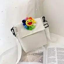 Женская Студенческая парусиновая Спортивная повседневная сумка с цветком пандой и подсолнухом, Наклонная сумка через плечо, дизайнерская сумка через плечо