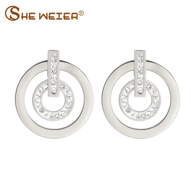 SHE WEIER серьги из нержавеющей стали циркониевые корейские модные женские шпильки Nausnice титановые минималистичные серьги