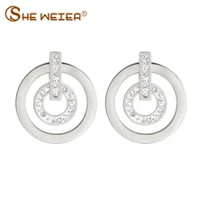 SHE WEIER серьги из нержавеющей стали циркониевые корейские модные женские шпильки Nausnice титановые минималистичные серьги