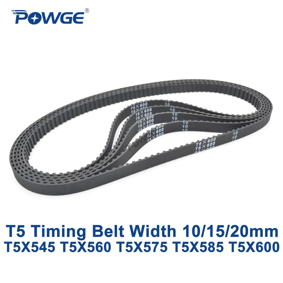 Синхронный ремень синхронизации POWGE T5 C = 545/560/575/585/600 Ширина 10/15/20 мм зубья 109 112 115 117