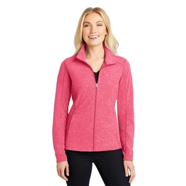 Port Authority L235 Ladies Heather Microfleece Full-Zip Jacket Pink Raspberry Heather - Extra Small