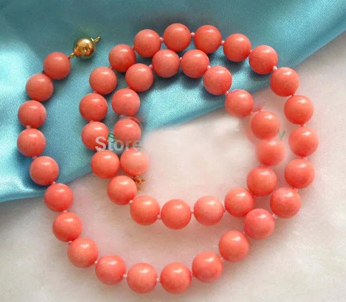 

very good Woman's Jewellery stunning natural 8mm round pink crude coral necklace Grade Wholesale hook