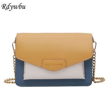 

Rdywbu Fashion Patchwork Women Crossbody Messenger Bag Female Letters Chain Shoulder Bag Small Criss-Cross Ladies Flap Bag B781