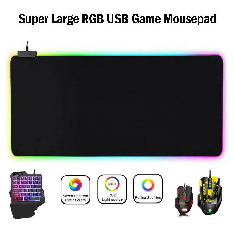 

PYMH Extended LED Colorful RGB Lighting Gaming Pads Keypad Mouse Mat For PC Laptop