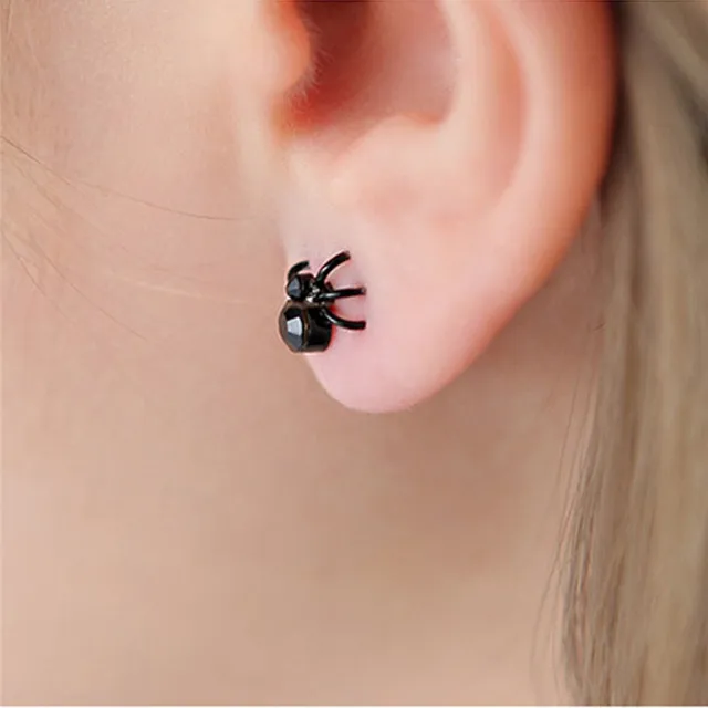 Punk Small Black Spider Earrings Animal Stud Punk Small Black Spider Earrings Animal Stud European Vintage Ear Cuff Fashion Jewelry