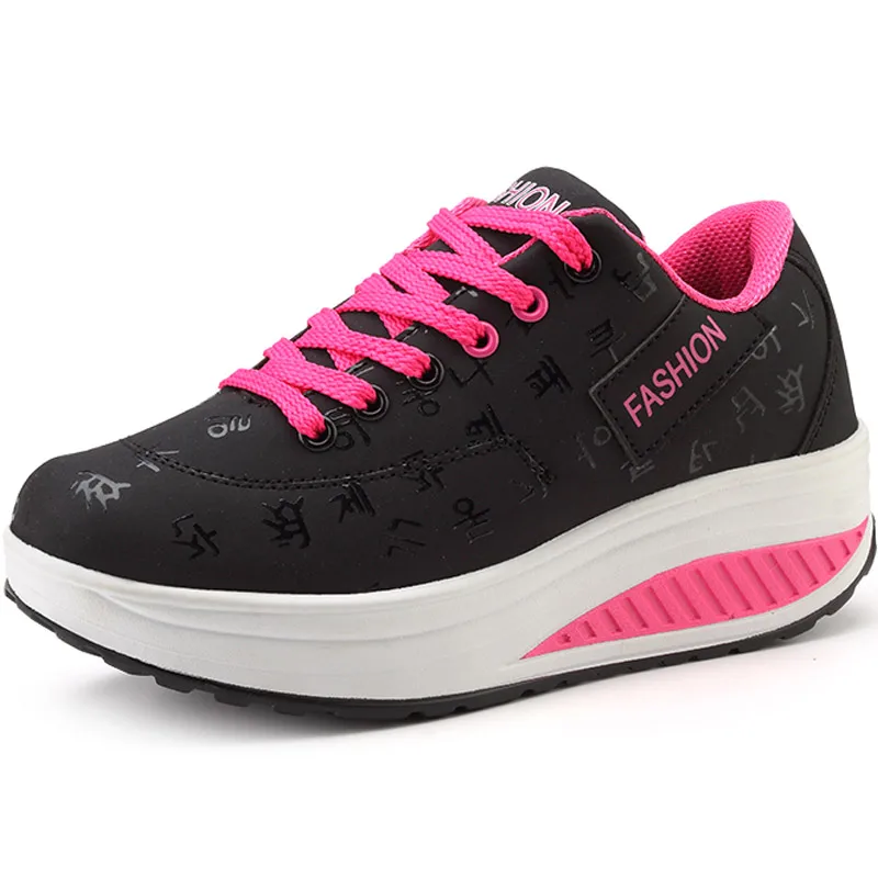 Hundunsnake/женские кроссовки на платформе; кожаная спортивная обувь; женские синие кроссовки для бега; коллекция года; женская спортивная обувь; кроссовки; T269 - Цвет: black