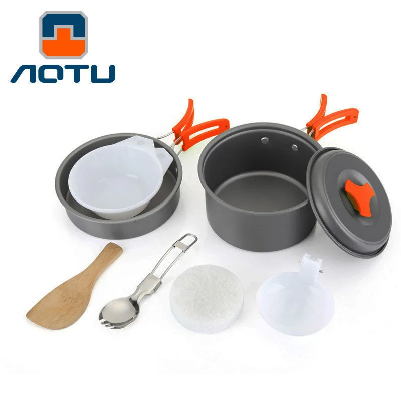 Portátil de la aleación de aluminio al aire libre vajilla utensilios de cocina al aire libre Camping olla Pan conjunto de herramienta de cocina para Picnic barbacoa de viaje de senderismo