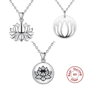 

Eudora 100% 925 Sterling Silver Lotus Flower Charm Pendant Meditation Necklace for Women Fashion Fine Lotus Jewelry CYD402-4