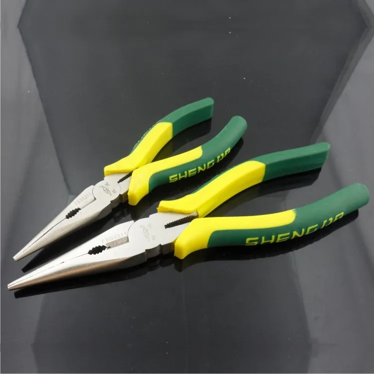 Shengda Tool Plastic Handle Pliers Cuspid Forceps Nose Pliers Household