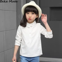 White School Girls Blouses And Shirts 2016 Autumn Long Sleeve Blouses For Girls Kids Blouse Girl Cotton Girls Blouses Children
